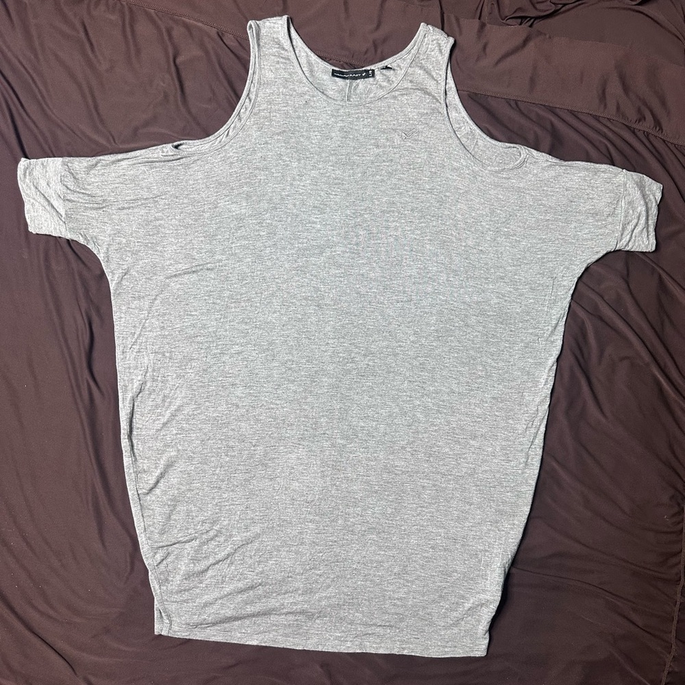 William Rast Gray Sleeveless Women's Cold Shoulder Shirt Dress